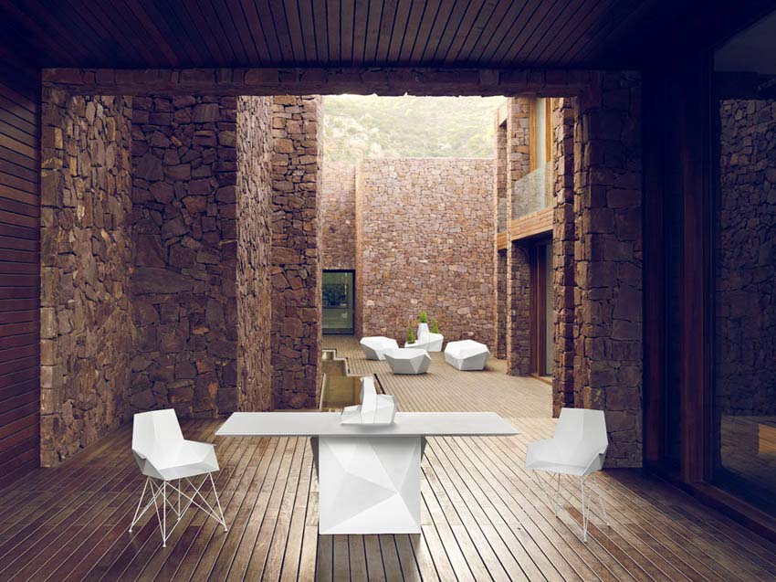FAZ Mesa 200x100x74 para exterior | VONDOM. Mesa de diseño moderno para jardín o terraza. Dimensiones: 200x100x74 Diseñado por Ramón Esteve. Fabricado en rotomoldeo de resina de polietileno de alta resistencia reforzada con fibra de vidrio y tratamiento UV.