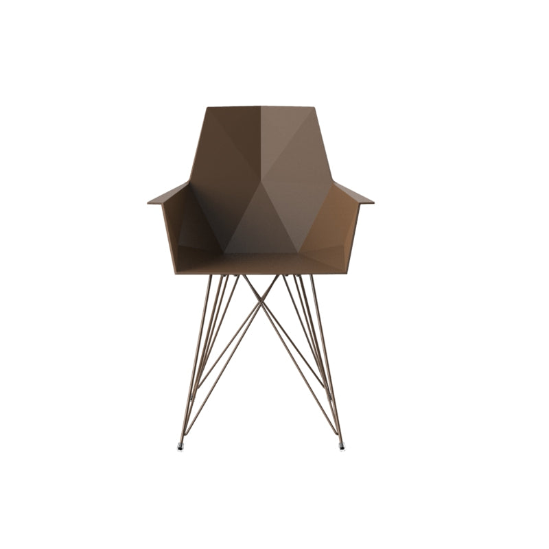 FAZ Silla con Brazos Patas Metal (4 Pack) para exterior | VONDOM. Silla de diseño moderno para jardín o terraza. Dimensiones: 57x50x80 Diseñado por Ramón Esteve. Fabricado por inyección de resina de alta resistencia reforzada con fibra de vidrio y tratamiento UV.