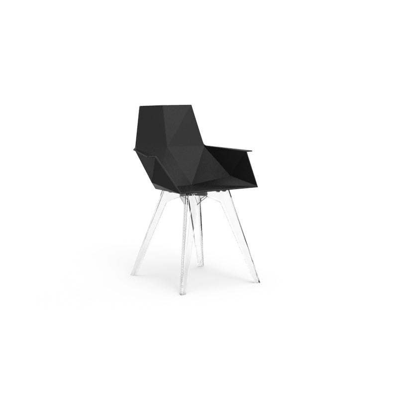 FAZ Silla con Brazos Patas Transparentes (4 Pack) para exterior | VONDOM. Silla de diseño moderno para jardín o terraza. Dimensiones: 57x50x80 Diseñado por Ramón Esteve. Fabricado por inyección de resina de alta resistencia reforzada con fibra de vidrio y tratamiento UV.