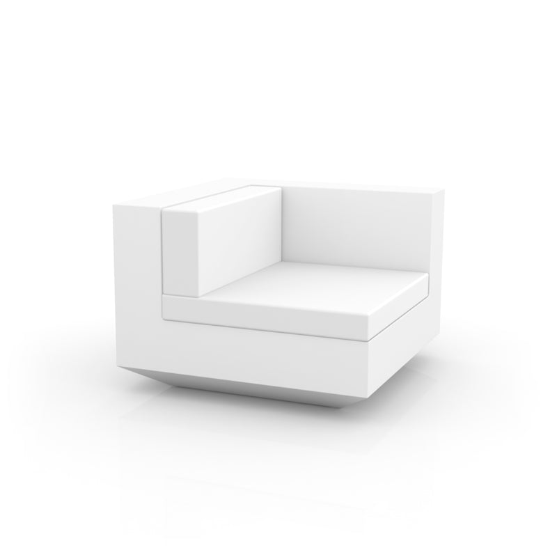 VELA Sofa Módulo Izquierda para exterior | VONDOM. Sofa Modular de diseño moderno para jardín o terraza. Dimensiones: 100x100x72 Diseñado por Ramón Esteve. Fabricado en rotomoldeo de resina de polietileno de alta resistencia reforzada con fibra de vidrio y tratamiento UV.