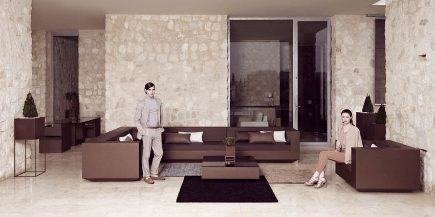 VELA Sofa Izquierda Chaiselongue XL para exterior | VONDOM. Sofa Modular de diseño moderno para jardín o terraza. Dimensiones: 100x160x72 Diseñado por Ramón Esteve. Fabricado en rotomoldeo de resina de polietileno de alta resistencia reforzada con fibra de vidrio y tratamiento UV.
