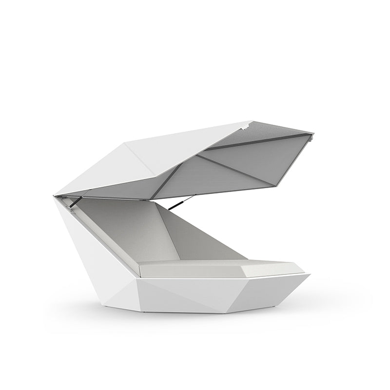 FAZ Daybed con parasol para exterior | VONDOM. Daybed de diseño moderno para jardín o terraza. Dimensiones: 180x180x90 Diseñado por Ramón Esteve. Fabricado en rotomoldeo de resina de polietileno de alta resistencia reforzada con fibra de vidrio y tratamiento UV.