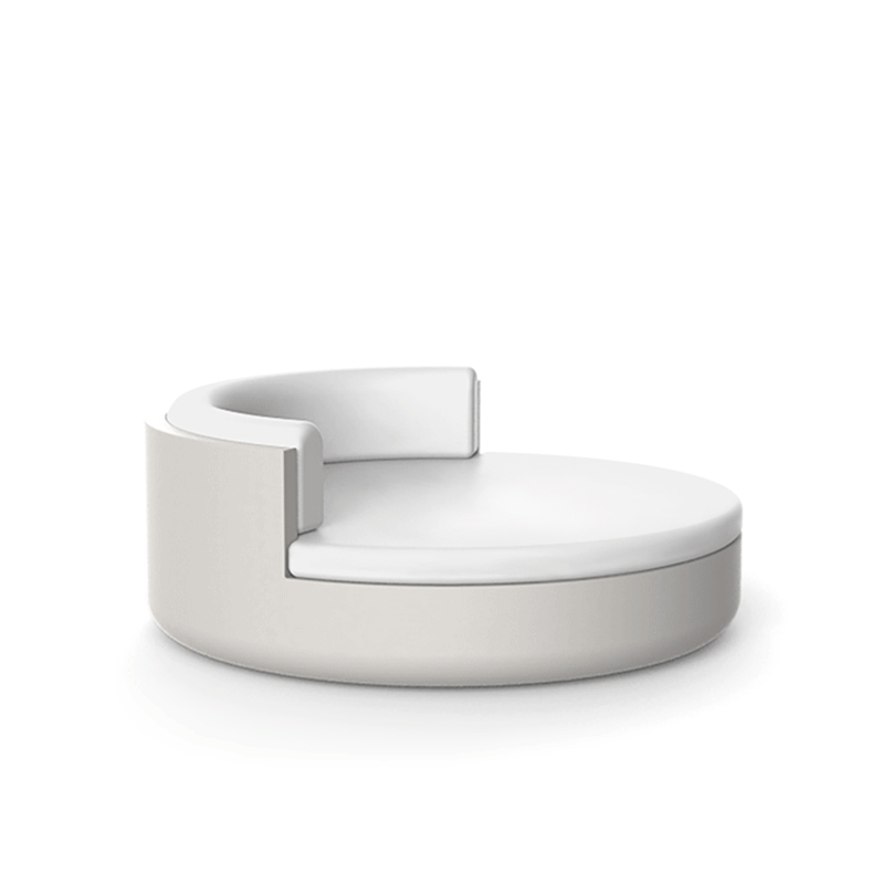 ULM Daybed Ø180 Redondo con Respaldo Reclinable para exterior | VONDOM. Daybed de diseño moderno para jardín o terraza. Dimensiones: 180x180x40 Diseñado por Ramón Esteve. Fabricado en rotomoldeo de resina de polietileno de alta resistencia reforzada con fibra de vidrio y tratamiento UV.