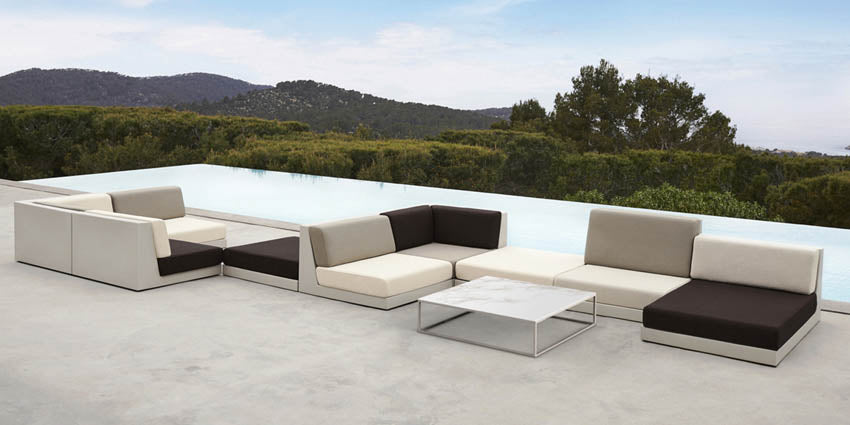 PIXEL Módulo Izquierda para exterior | VONDOM. Sofa Modular de diseño moderno para jardín o terraza. Dimensiones: 101x101x63 Diseñado por Ramón Esteve. Fabricado en rotomoldeo de resina de polietileno de alta resistencia reforzada con fibra de vidrio y tratamiento UV.
