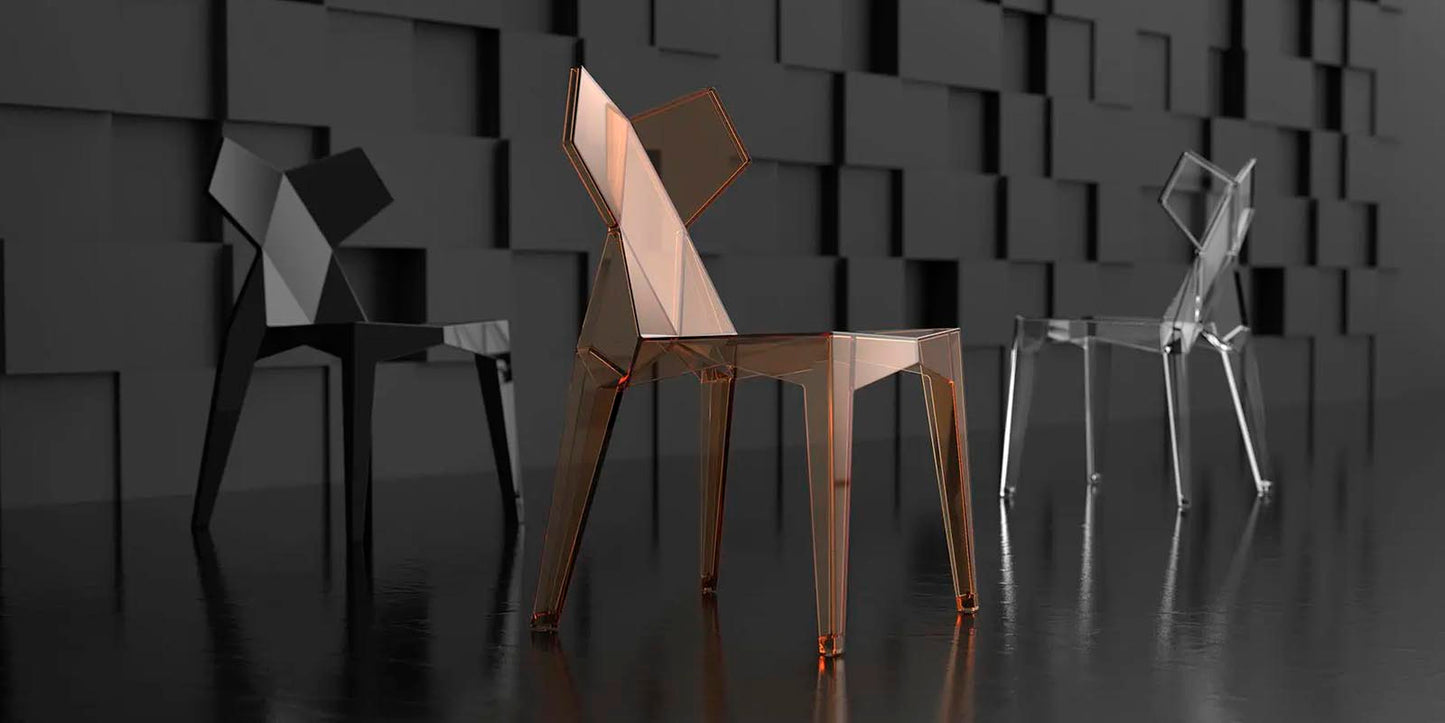 KIMONO Silla (4 Pack) Sin Brazos Apilable para exterior | VONDOM. Silla de diseño moderno para jardín o terraza. Dimensiones: 56x55x89 Diseñado por Ramón Esteve. Fabricado por inyección de resina de alta resistencia reforzada con fibra de vidrio y tratamiento UV.