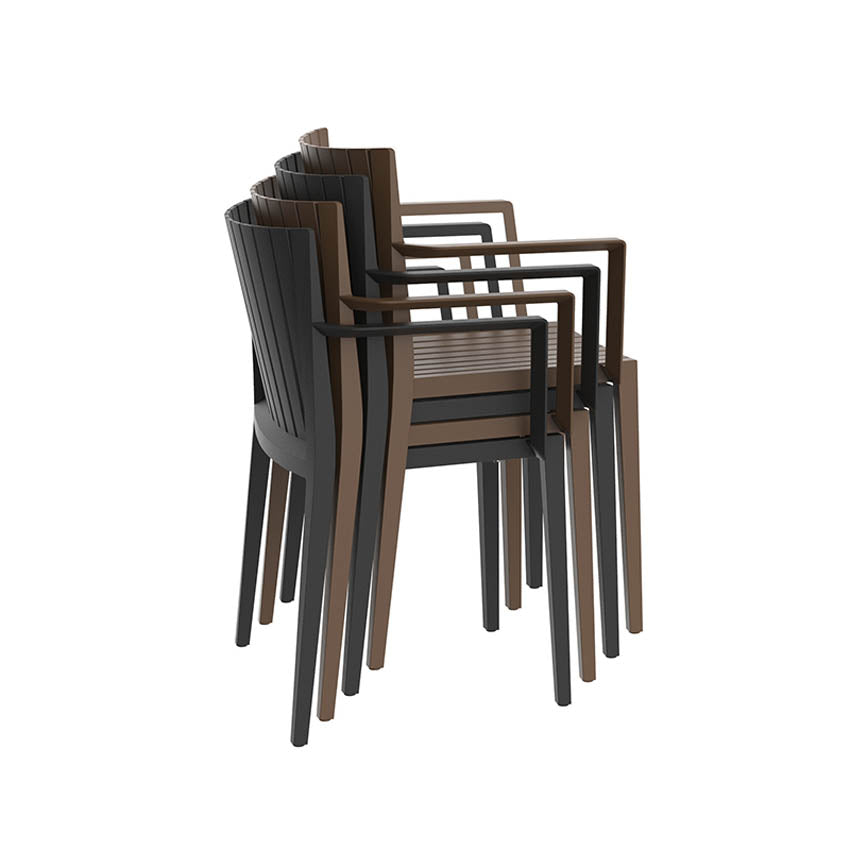 SPRITZ Silla Brazos 59x53x81 (4 Pack) Apilable para exterior | VONDOM. Silla de diseño moderno para jardín o terraza. Dimensiones: 59x53x81 Diseñado por Archirivolto Design. Fabricado por inyección de resina de alta resistencia reforzada con fibra de vidrio y tratamiento UV.