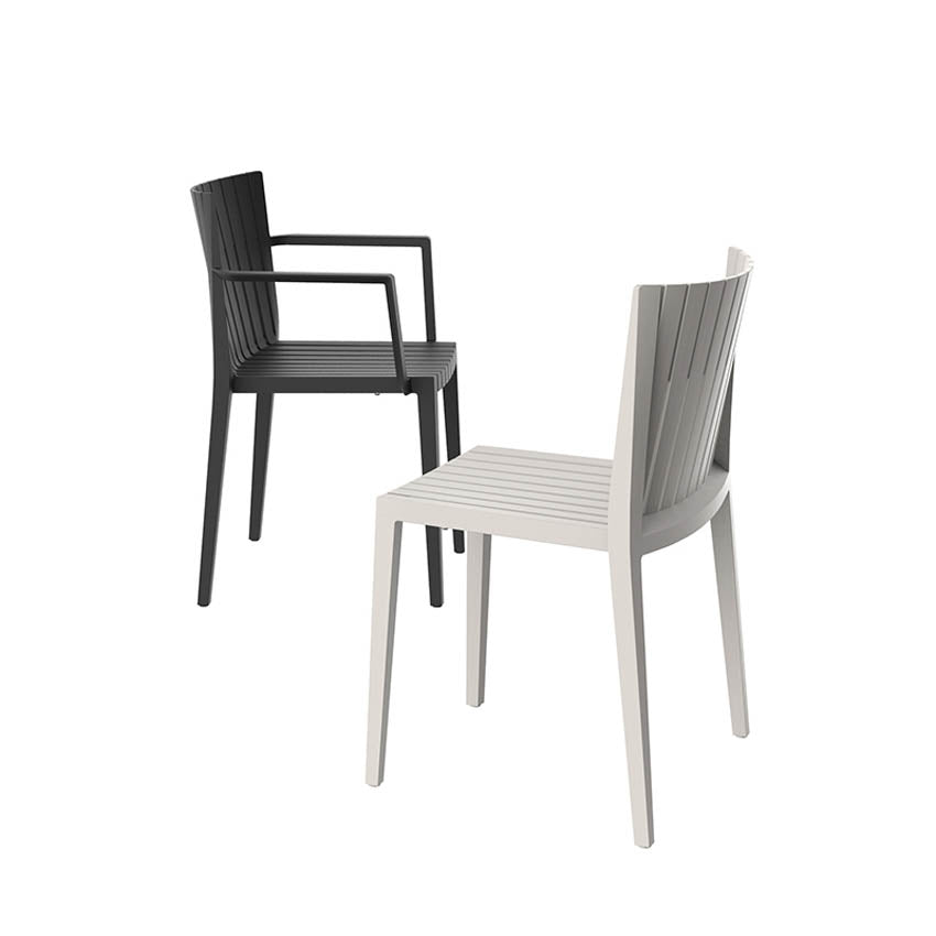 SPRITZ Silla 51x53x81 (4 Pack) Sin Brazos Apilable para exterior | VONDOM. Silla de diseño moderno para jardín o terraza. Dimensiones: 51x53x81 Diseñado por Archirivolto Design. Fabricado por inyección de resina de alta resistencia reforzada con fibra de vidrio y tratamiento UV.