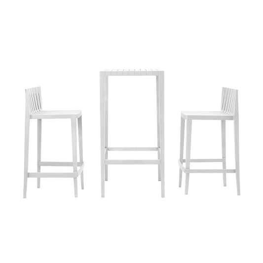 SET Mesa + 2 Taburetes Bajos Apilable para exterior | VONDOM. Mesa de diseño moderno para jardín o terraza. Dimensiones: 52x52x110 Diseñado por Archirivolto Design. Fabricado por inyección de resina de alta resistencia reforzada con fibra de vidrio y tratamiento UV.