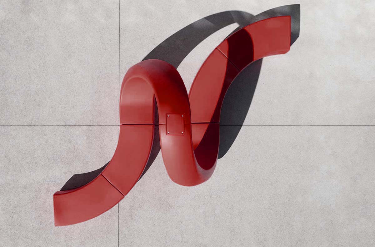 AND Arco para exterior | VONDOM. Banco de diseño moderno para jardín o terraza. Dimensiones: 218x185x234 Diseñado por Fabio Novembre. Fabricado en rotomoldeo de resina de polietileno de alta resistencia reforzada con fibra de vidrio y tratamiento UV.