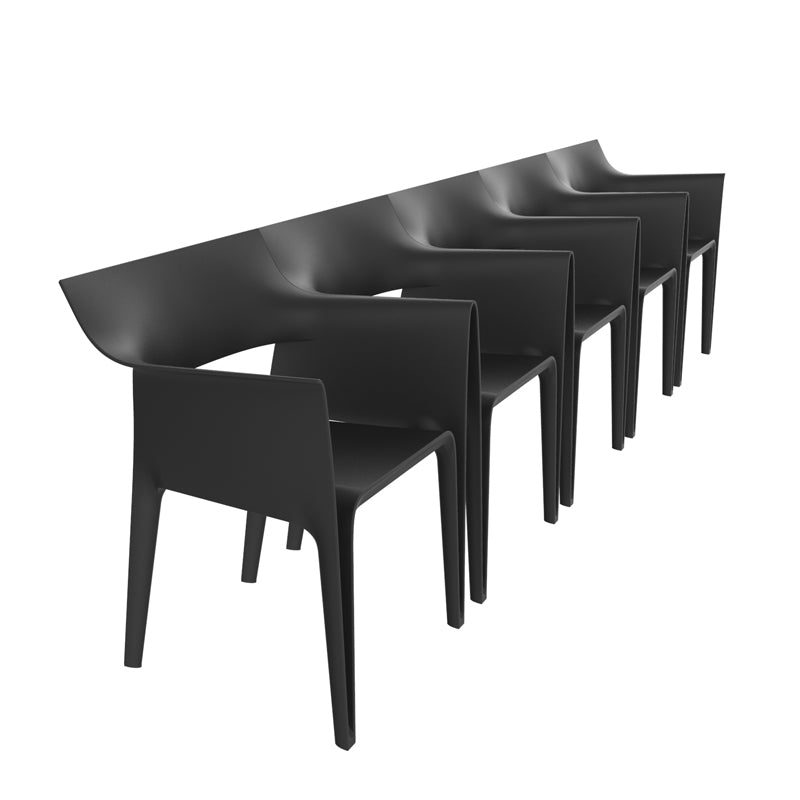 PEDRERA Silla con Brazos 58x62x83 (4 Pack) para exterior | VONDOM. Silla de diseño moderno para jardín o terraza. Dimensiones: 58x62x83 Diseñado por Eugeni Quitllet. Fabricado por inyección de resina de alta resistencia reforzada con fibra de vidrio y tratamiento UV.