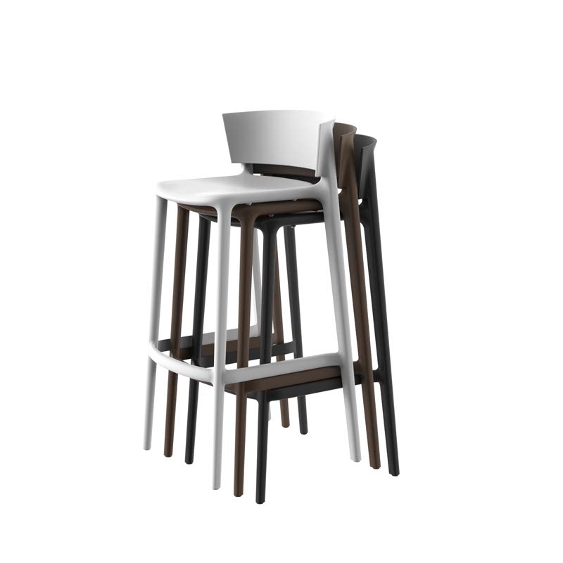 AFRICA Taburete Alto (4 Pack) Apilable para exterior | VONDOM. Taburete de diseño moderno para jardín o terraza. Dimensiones: 48x48x95 Diseñado por Eugeni Quitllet. Fabricado por inyección de resina de alta resistencia reforzada con fibra de vidrio y tratamiento UV.