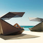 FAZ Daybed con parasol para exterior | VONDOM. Daybed de diseño moderno para jardín o terraza. Dimensiones: 180x180x90 Diseñado por Ramón Esteve. Fabricado en rotomoldeo de resina de polietileno de alta resistencia reforzada con fibra de vidrio y tratamiento UV.